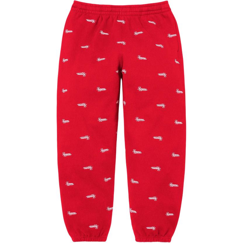 FW25 WEEK18 Repeat Script Sweatpant Вязаные спортивные штаны Unisex Supreme, черный — фото 4
