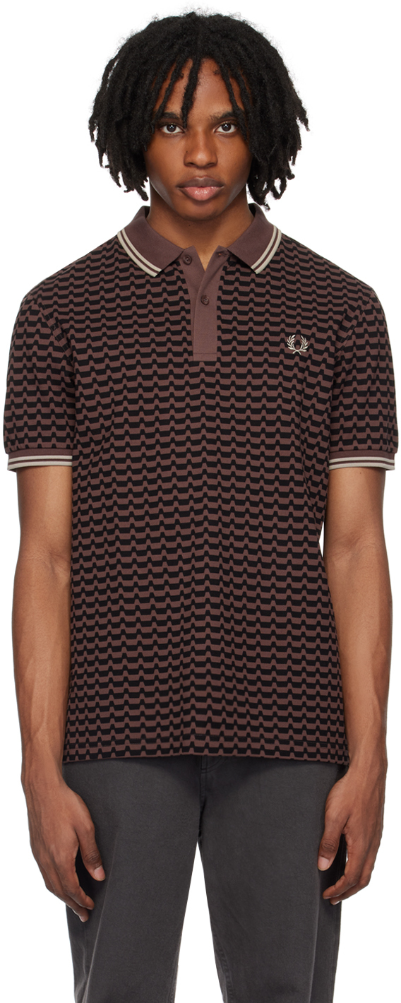 

Коричневое абстрактное поло Fred Perry