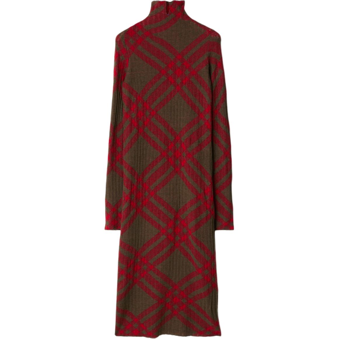 

Клетчатое платье-футляр из шерстяной смеси Burberry, красный