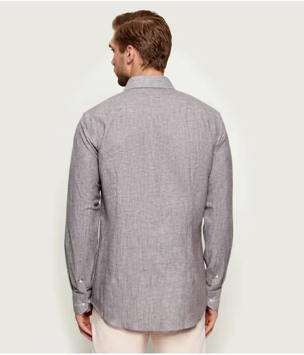 Льняная рубашка H-HANK-SP-B1-C1-261 slim fit Boss, серый — фото 4