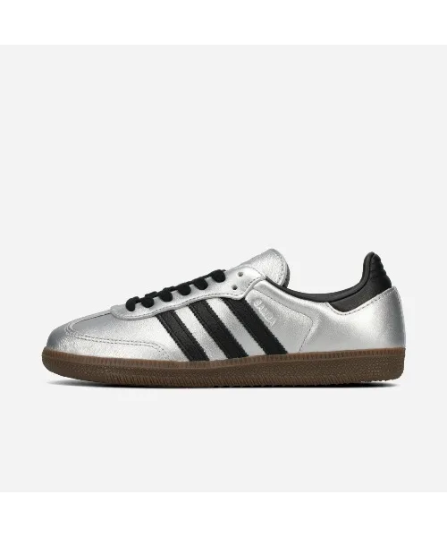Унисекс кожаные кроссовки adidas Samba OG серебряные — фото 4