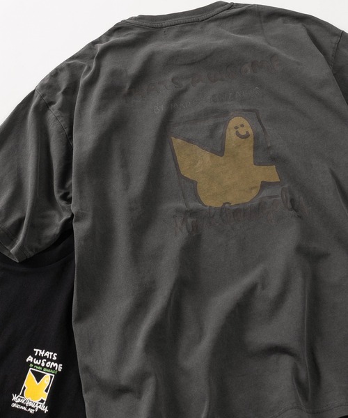 

Футболка с принтом на спине, оверсайз, One Point Mark Gonzales, серый