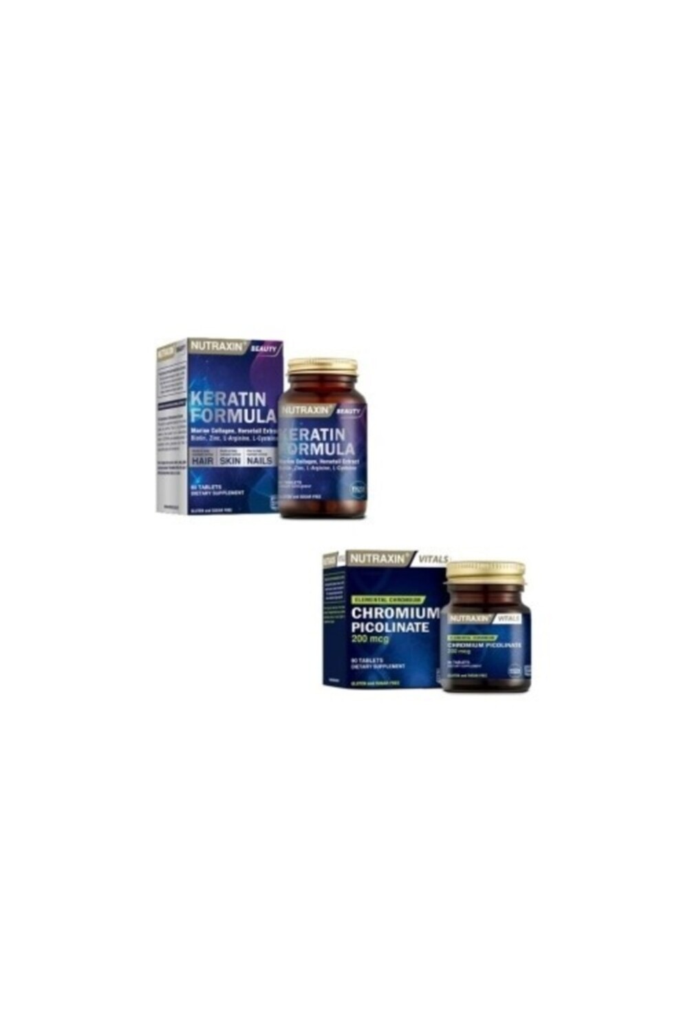 

Nutraxin Кератиновая формула (волосы и ногти) 60 T.+ Минерал хрома 200 мкг