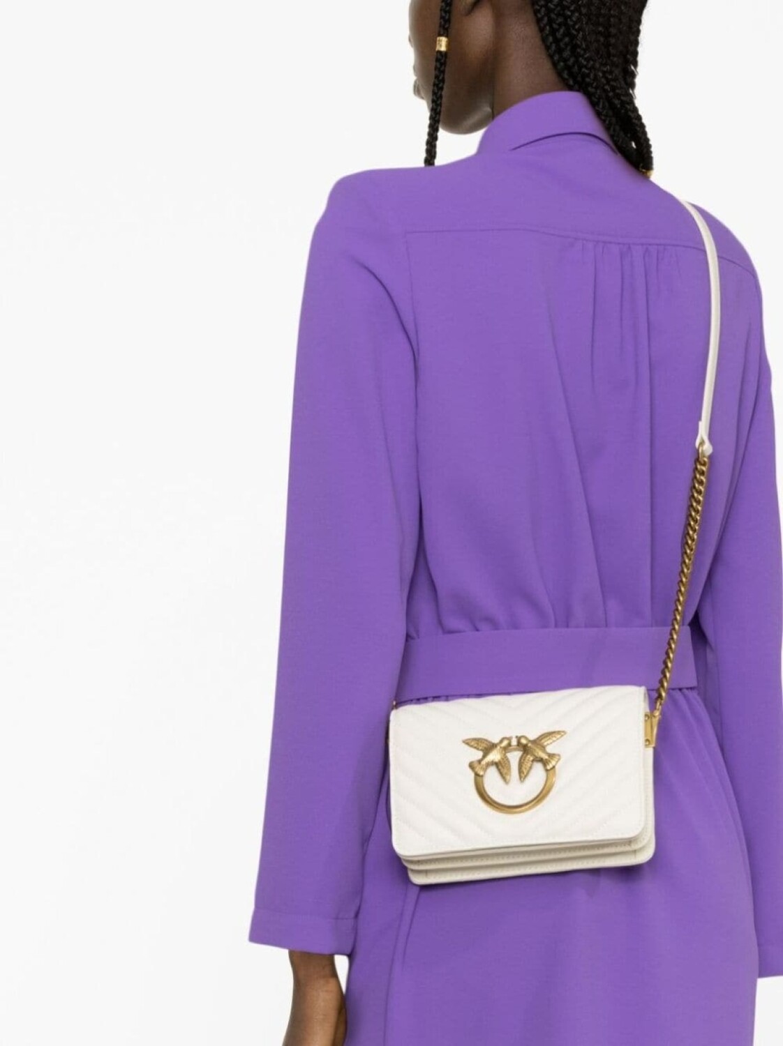 

Сумка PINKO Love Click chevron crossbody, белый/золотой