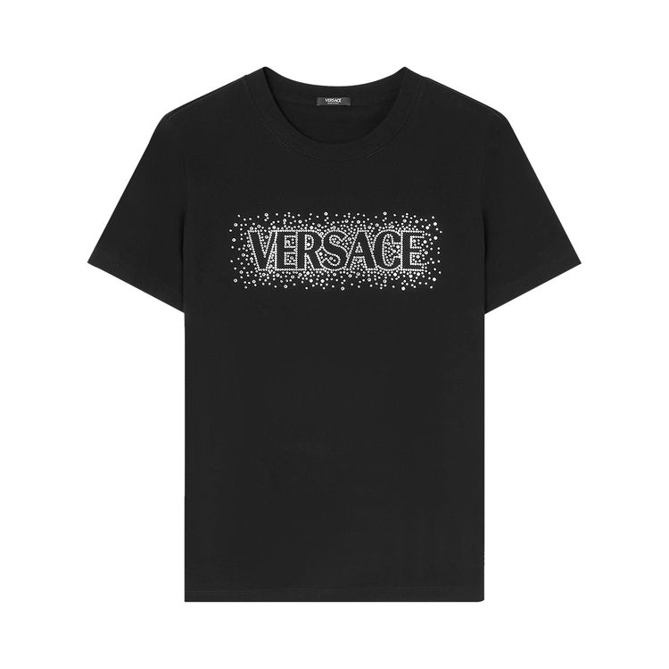 

Футболка Versace Logo Embellished T-Shirt Black/Crystal, черный