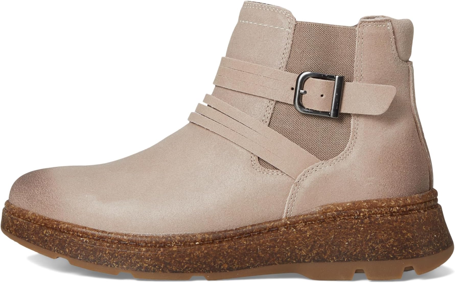 Ботинки женские челси Clarks Noralyn Strap замшевые  с декоративным ремешком, бежевый — фото 4