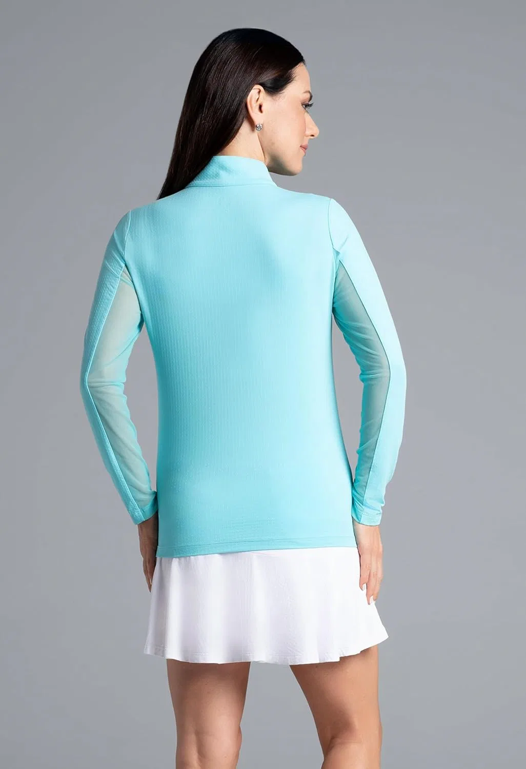 IBKUL Спортивная одежда с защитой от солнца UPF 50+ Icefil Охлаждающая однотонная футболка с длинными рукавами и воротником-стойкой - 80000, Seafoam — фото 2