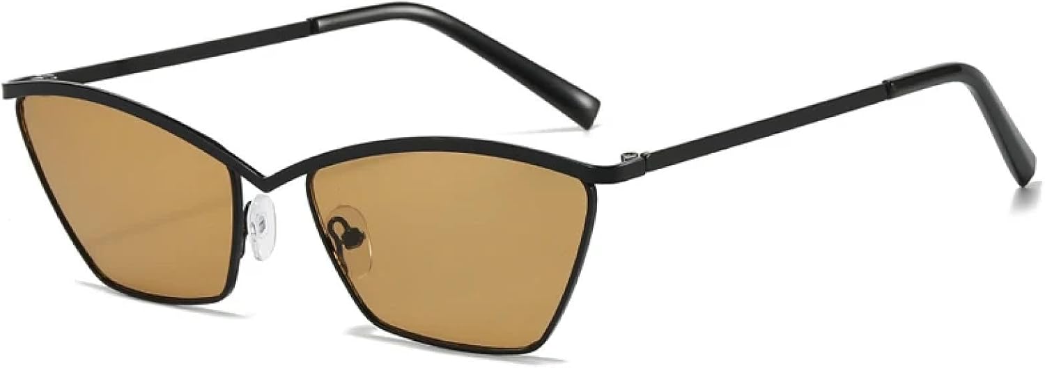 

Ретро-очки «кошачий глаз» высокого качества для мужчин и женщин, в металлической оправе, винтажный стиль, роскошные трендовые очки с защитой от УФ-излучения UV400 TKKTLLT, Black Tea