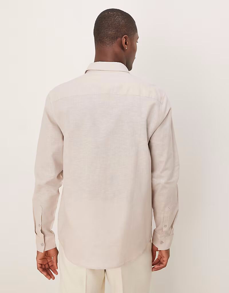 

Рубашка ASOS DESIGN из льняной смеси, классического тона, серого цвета