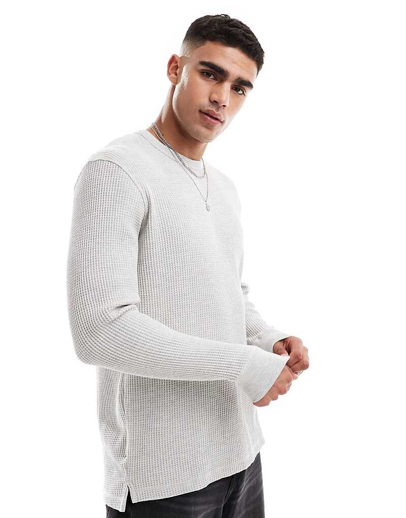 

Cotton On – серая плотная футболка с длинными рукавами и вафельной фактурой