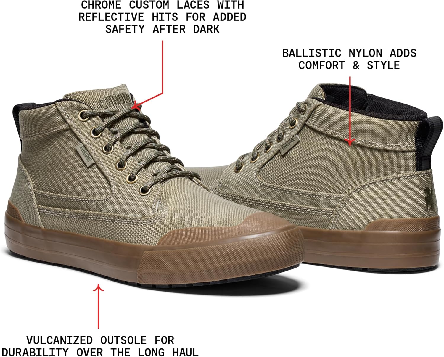Ботинки Chrome Industries 415 из нейлона для мужчин и женщин - водоотталкивающие ботинки для работы и повседневной носки, Sage Nylon/Gum — фото 2