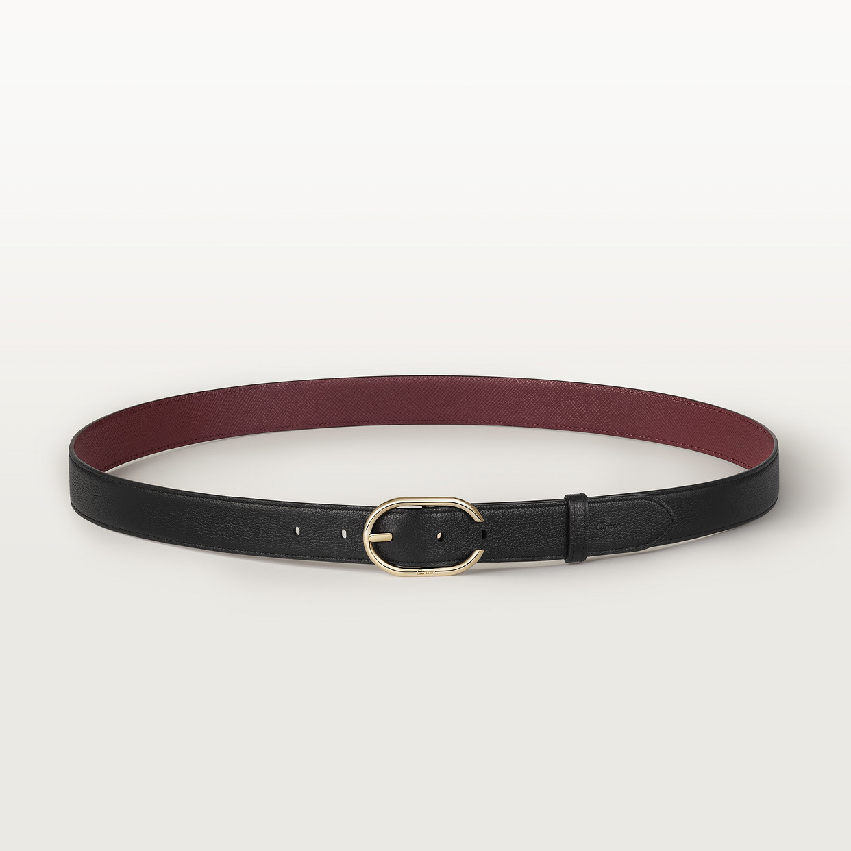 

Мужской ремень Cartier Ceinture, Capital C, черная/бордовая воловья кожа