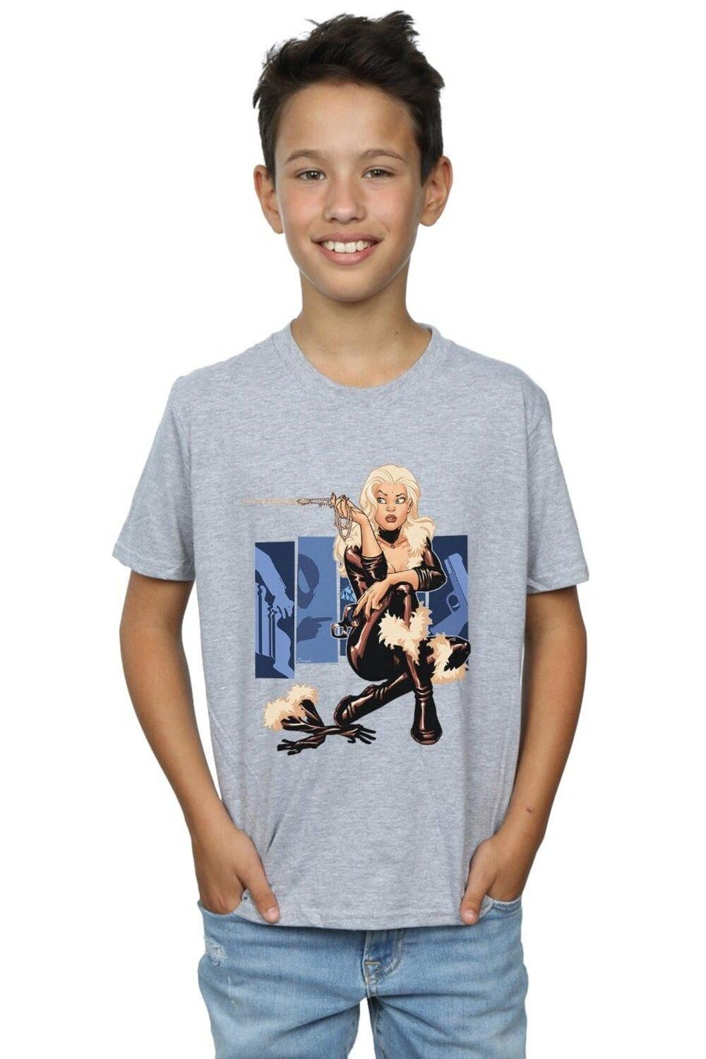 

Футболка с принтом «Черный кот» Marvel, серый, Черный, Футболка с принтом «Черный кот» Marvel, серый