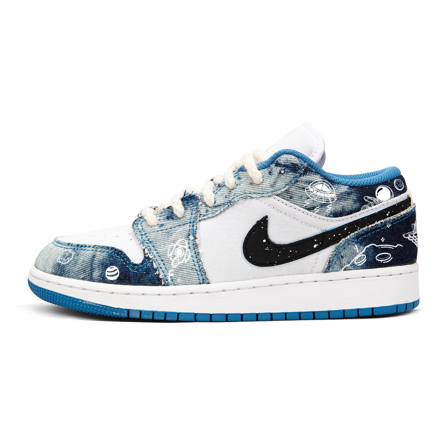 

Кроссовки Air JORDAN 1 Vintage Basketball Shoes Women's Low-Top Black White Blue
