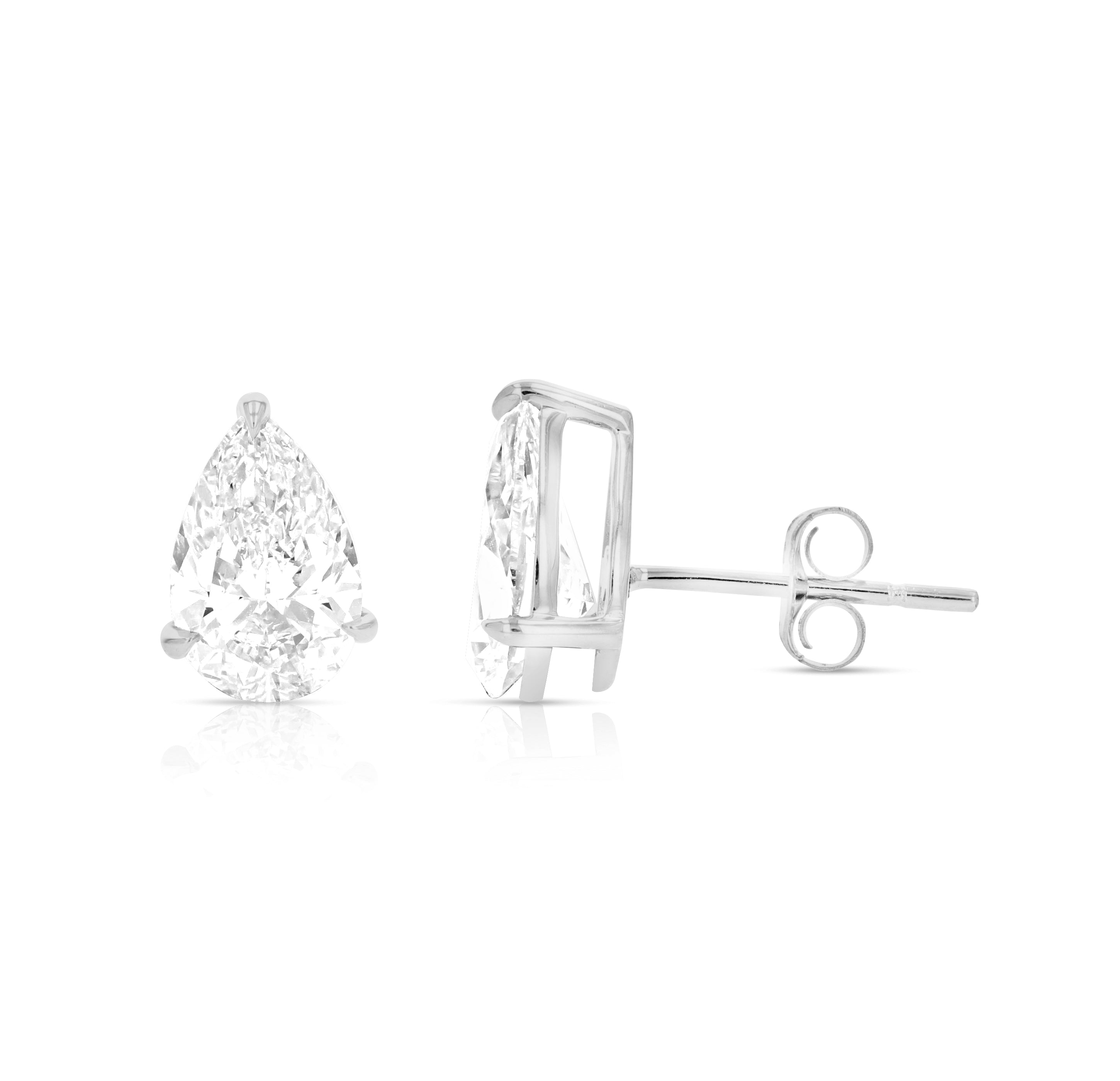 

Серьги-гвоздики с 2 каратами грушевидных лабораторных бриллиантов из 14-каратного золота с пуш-апами для женщин Vir Jewels, белый