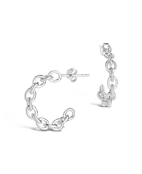 

Женские тонкие посеребренные серьги-кольца на цепочке Sterling Forever, silver-tone