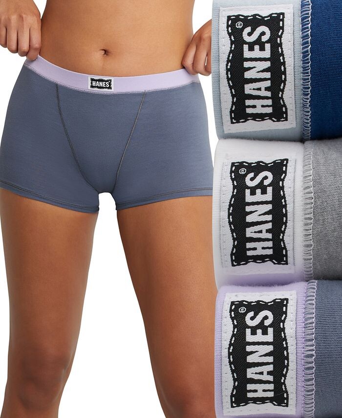 

Женские 3 шт. Трусы-боксеры Originals Ultimate 45VOBB Hanes, синий