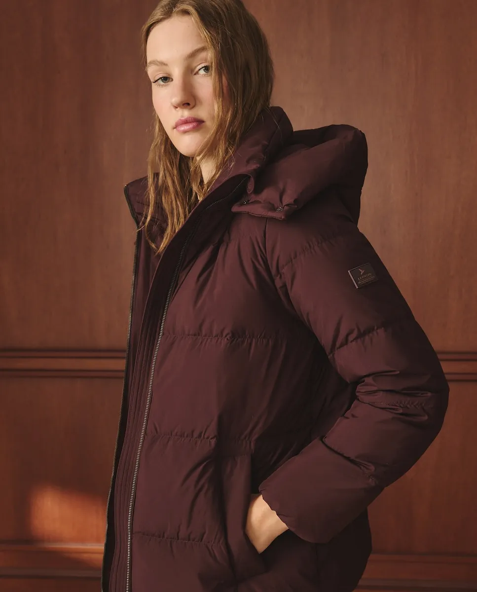 

Короткий гладкий пуховик для женщин Lloyd's, бордовый