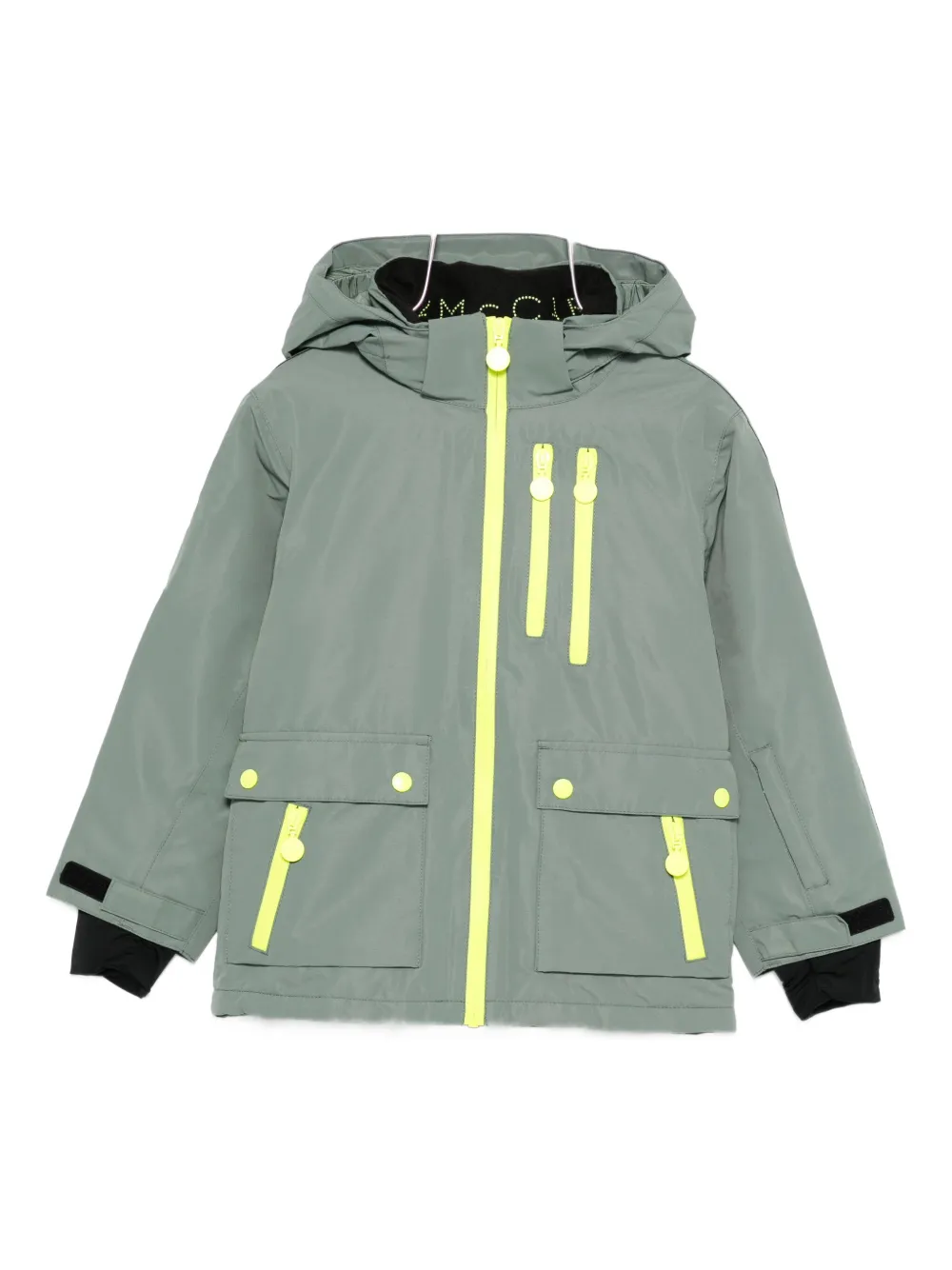 

Утепленная куртка с капюшоном и застежкой-молнией спереди Stella McCartney Kids, зеленый