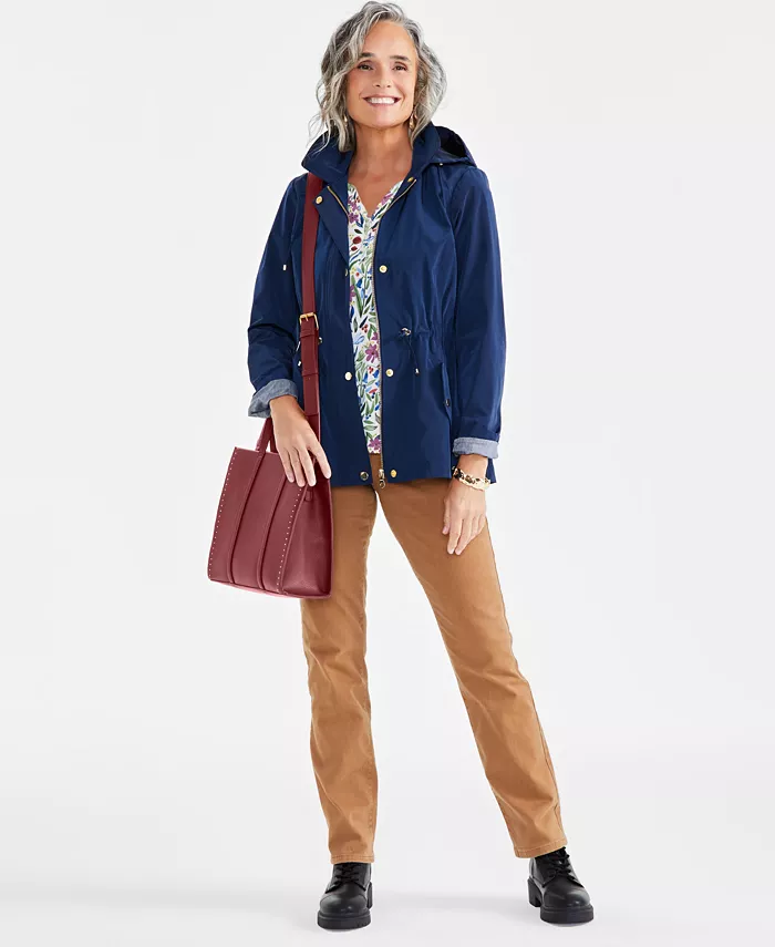 

Женская куртка в стиле «утилита», рубашка-хенли, джинсы с высокой талией, сумка-тоут, ботинки и аксессуары Style & Co, коричневый