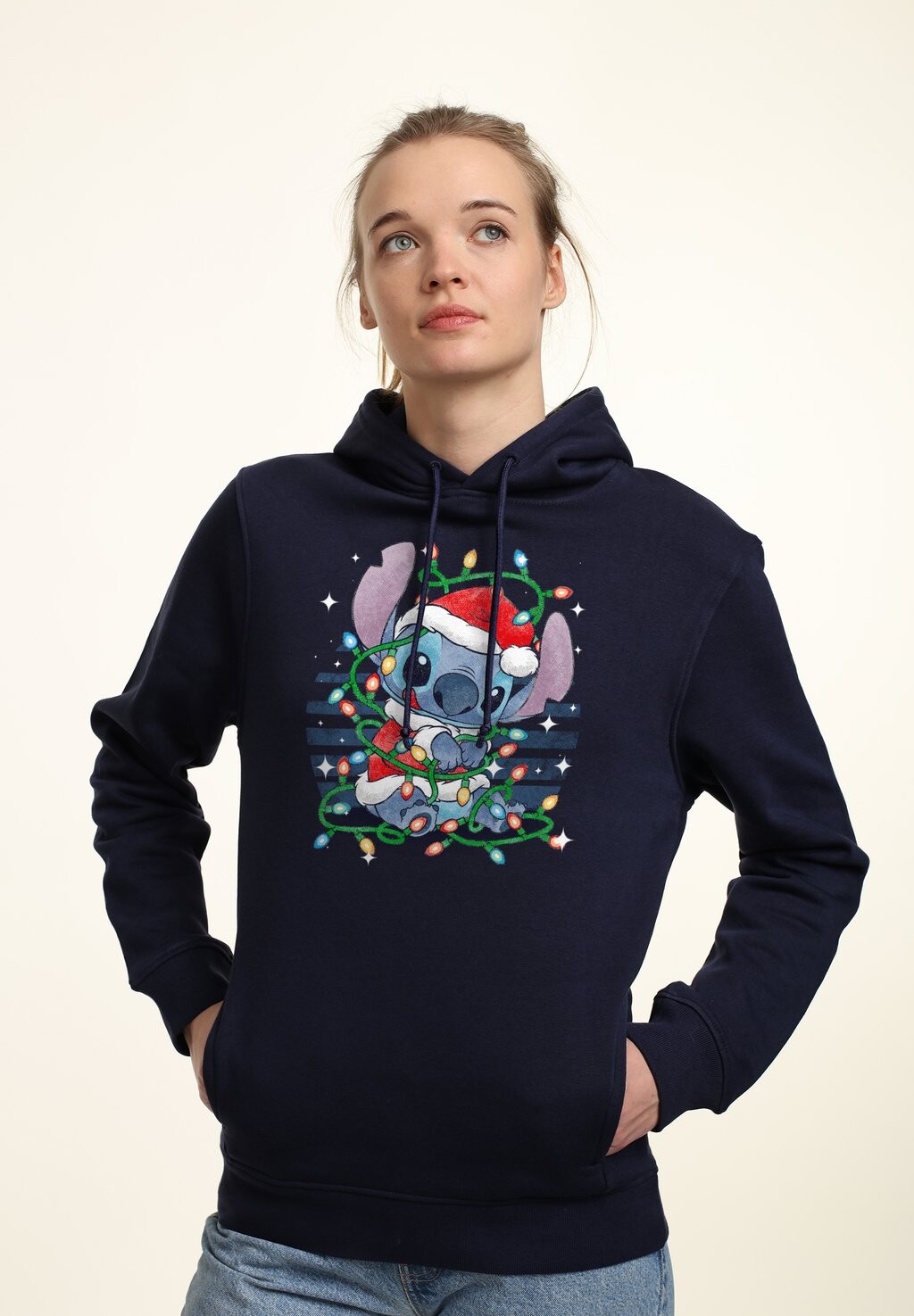 

Толстовка Lilo & Stitch Xmas Lights Disney, цвет navy blue