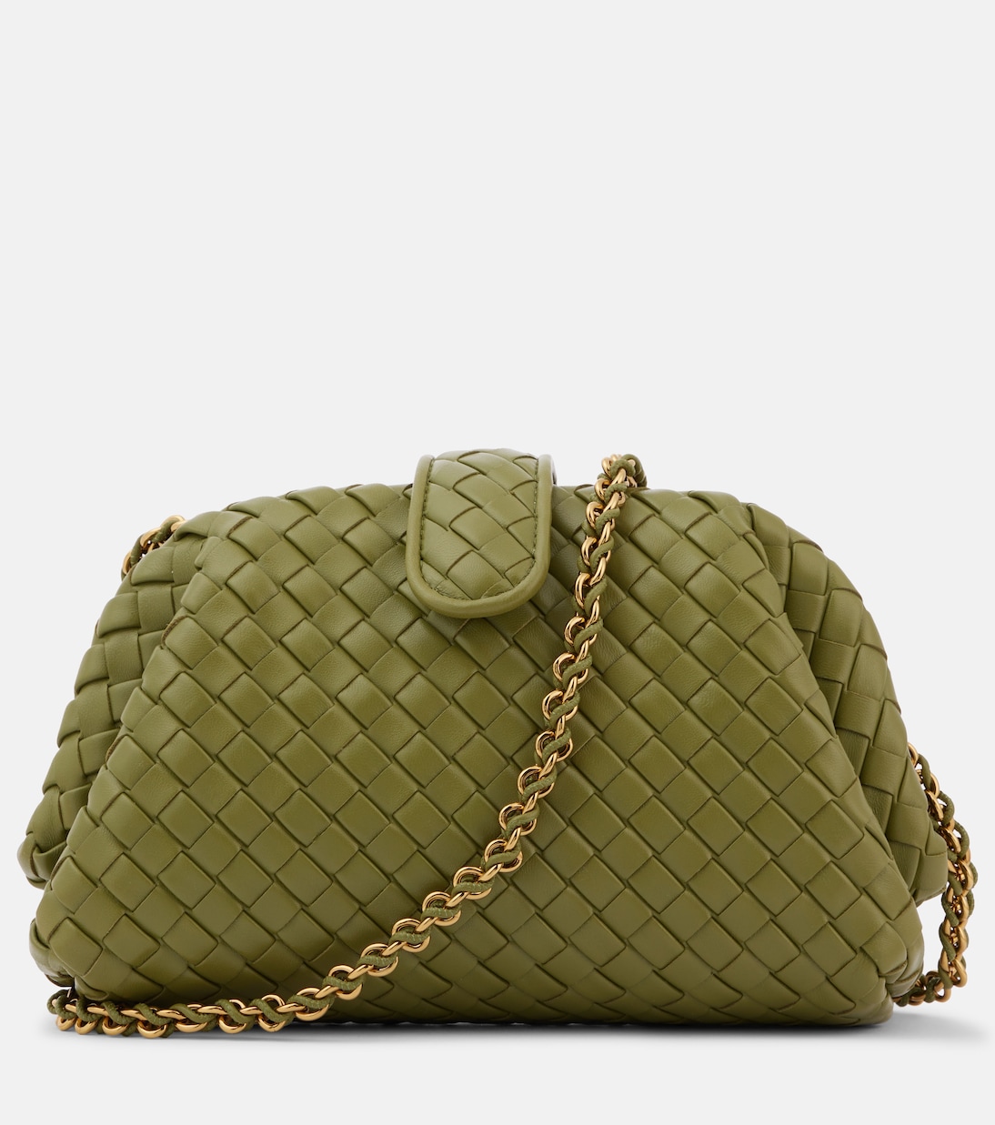 

Лаурен 1980 маленький клатч Intrecciato из кожи Bottega Veneta, Matcha-Muse Brass