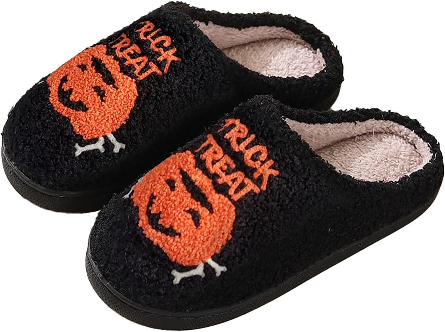 

Домашние тапочки на Хэллоуин для женщин и мужчин, в стиле ретро, удобные, комфортные для спальни и улицы, мягкие, плюшевые, пушистые, зимние Generic, черный