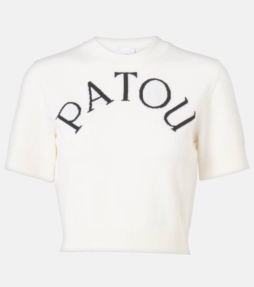 

Логотип джерси майка-кроп из смесовой шерсти Patou, White