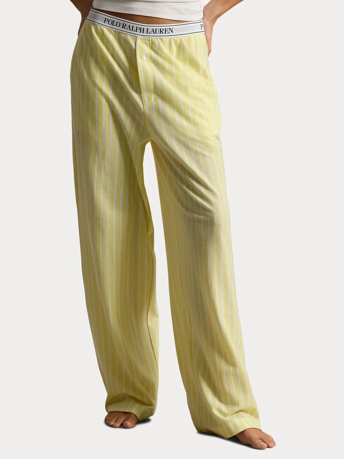 Пижамные штаны 'Вязаные оксфорды' Polo Ralph Lauren, Light Yellow/White — фото 2