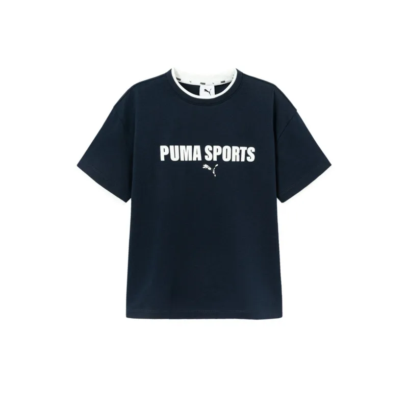 Детская футболка Quick Dry с круглым вырезом PUMA, темно-синий 80802
