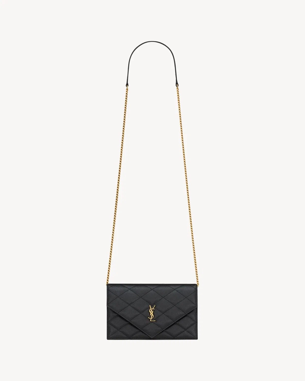 Кошелек на цепочке PARIS из кожи GRAIN DE POUDRE SAINT LAURENT, черный