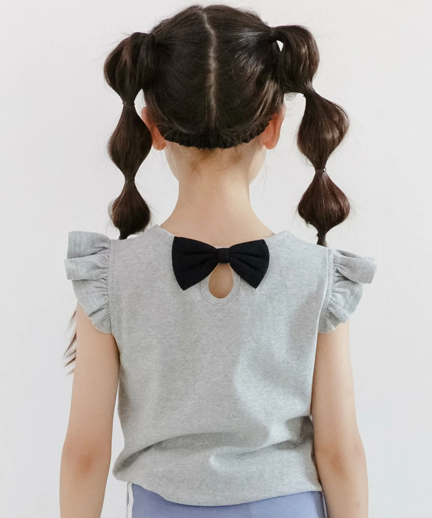 Топ в морском стиле с лентами и оборками, для девочек, Bee Bee, Sleeveless grey with ribbon at back