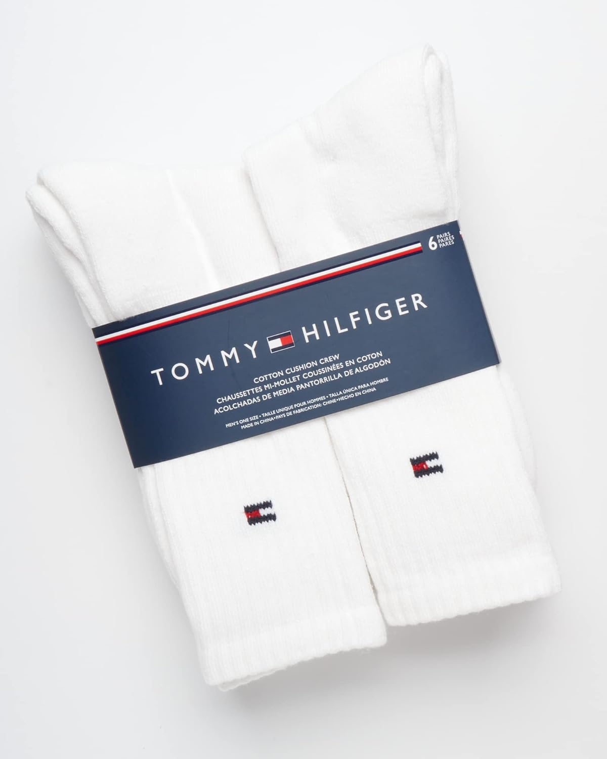 Мужские носки Tommy Hilfiger Crew Socks - 6 пар, хлопковая смесь, эластичные, мягкие, дышащие, спортивные носки для мужчин, White — фото 3