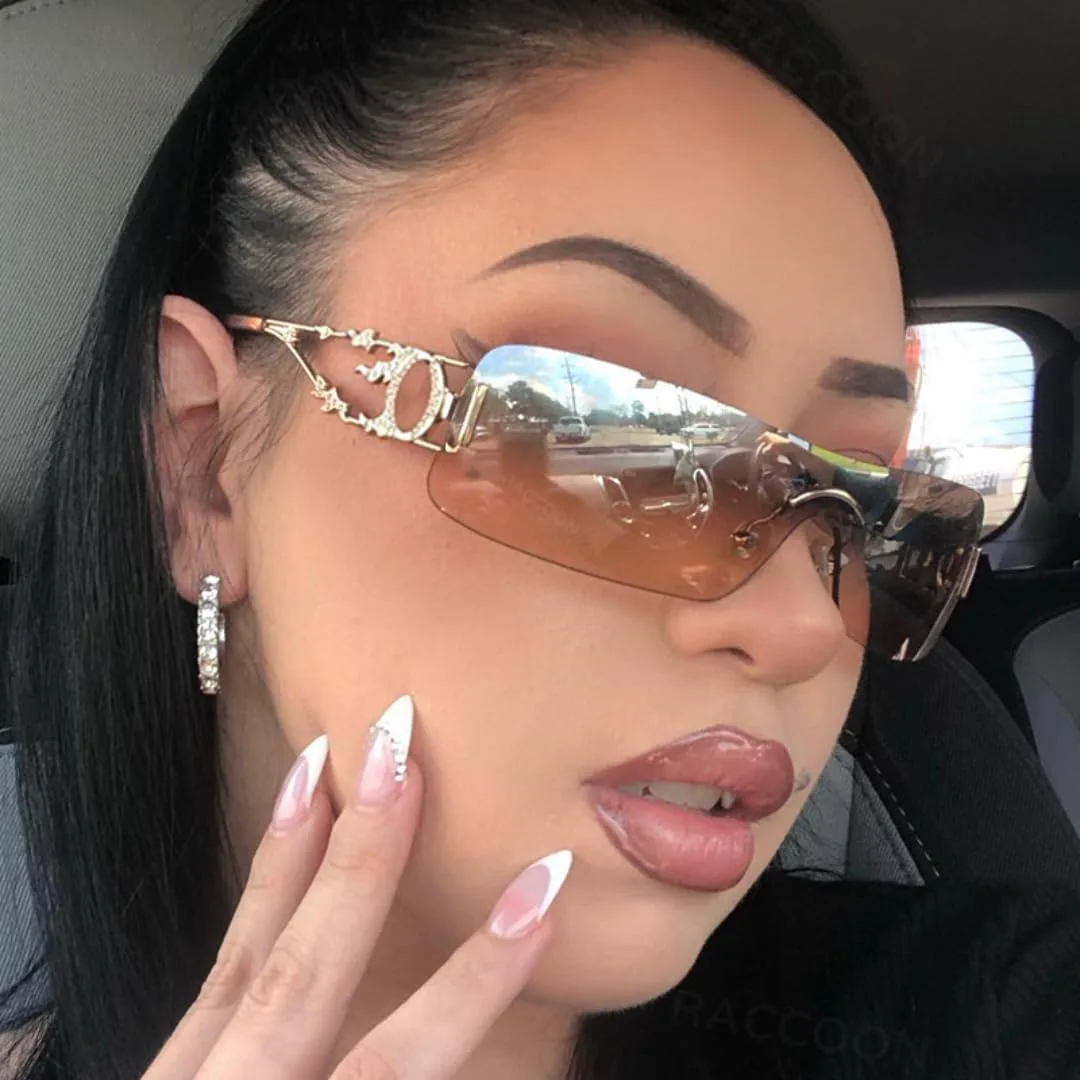 

Женские солнцезащитные очки, модные, с плоской верхней частью, мужские, винтажные, без оправы, в уличном стиле, с полым металлическим каркасом TYUVIVO, C4