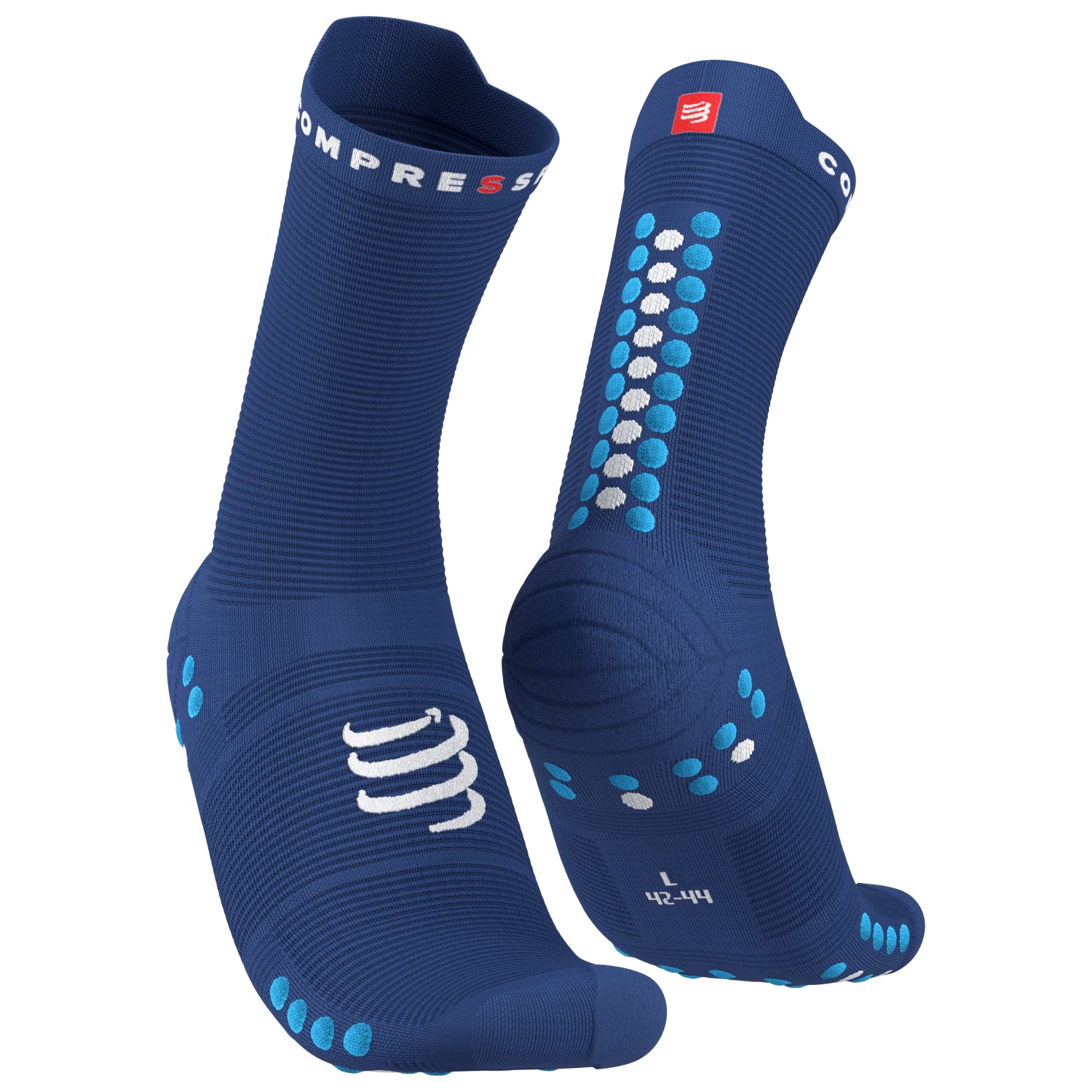 

Носки для бега Compressport Pro Racing Socks V4.0 Run High, цвет Sodalite/Fluo Blue