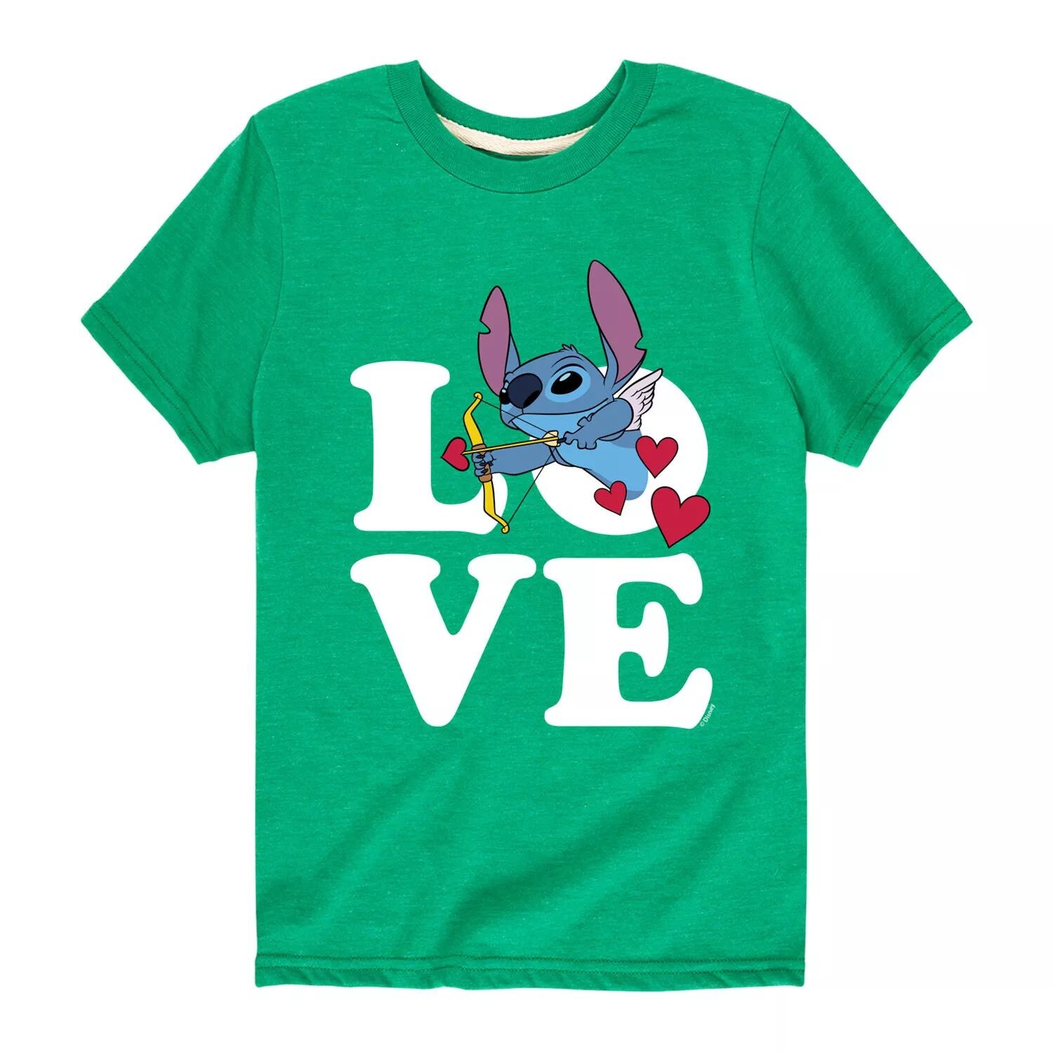 

Футболка Disney's Lilo & Stitch с рисунком Love Cupid для мальчиков 8–20 лет Licensed Character, зеленый