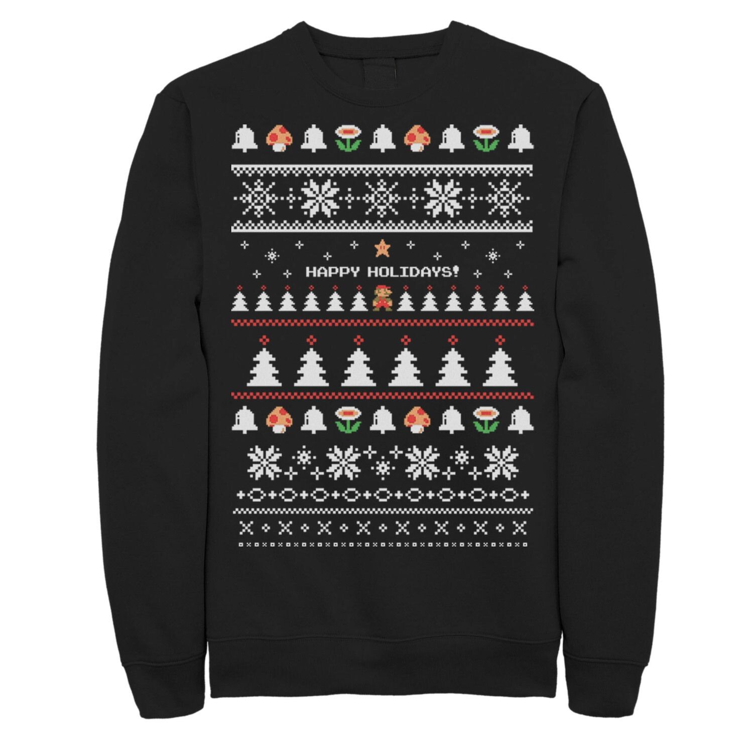 

Мужской свитшот Nintendo Super Mario Happy Holidays Pixels Licensed Character