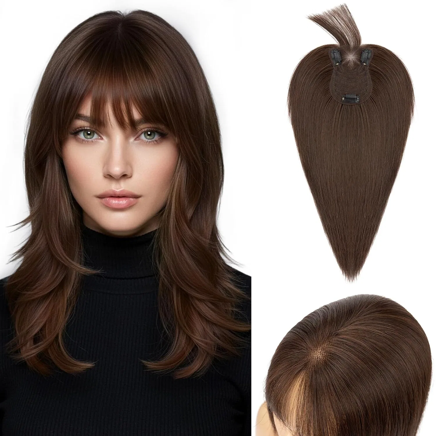 Накладка для волос с челкой от S-noilite S-Noilite, #2 Dark Brown