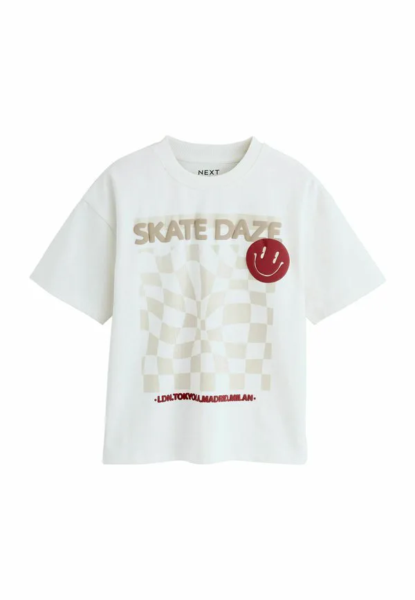 Футболка с коротким рукавом и стандартным графическим принтом Next, Ecru Skate