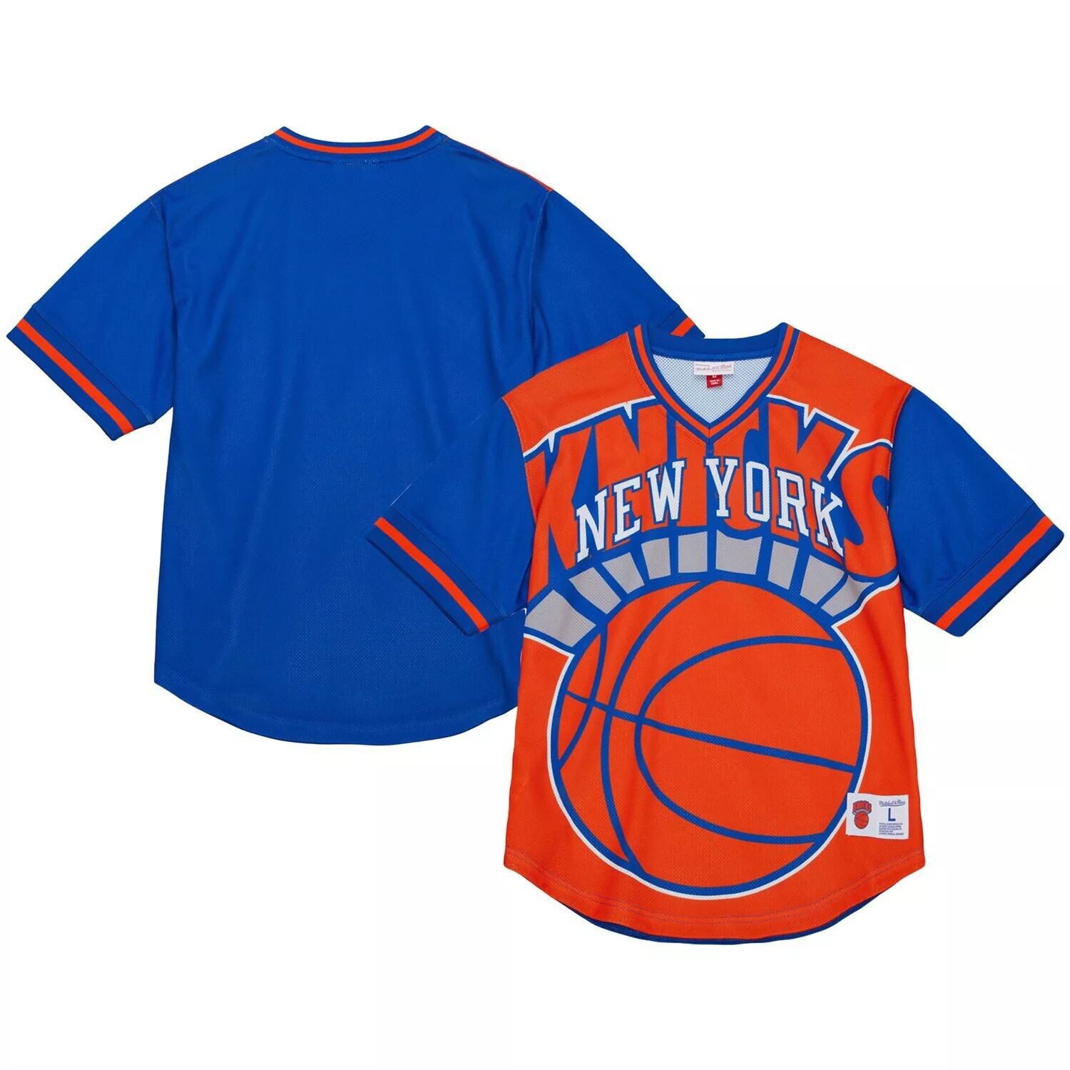 

Мужская футболка Mitchell & Ness Orange New York Knicks Jumbotron 3.0 в сетку с v-образным вырезом