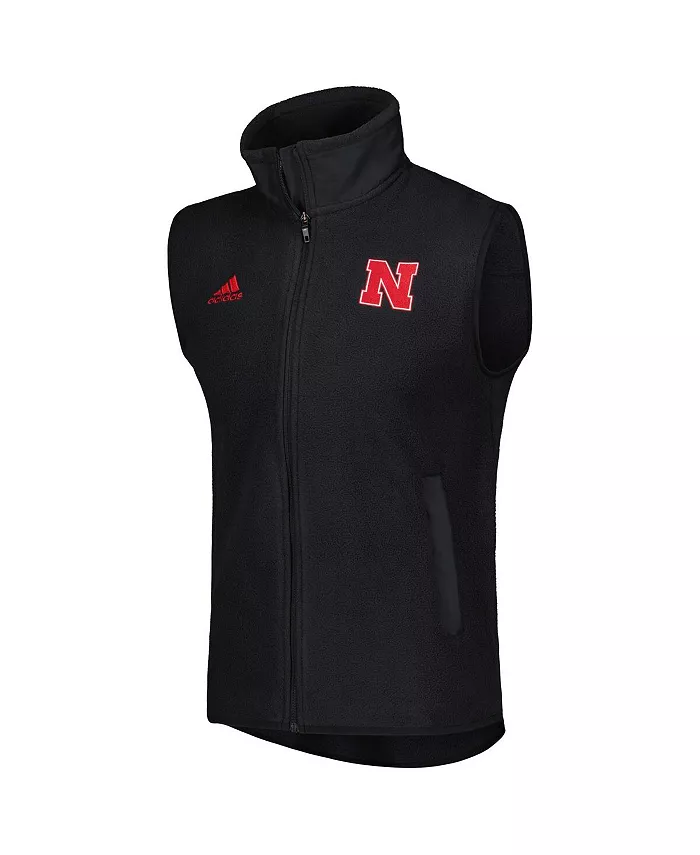 Мужской черный жилет Nebraska Huskers с застежкой-молнией adidas — фото 4