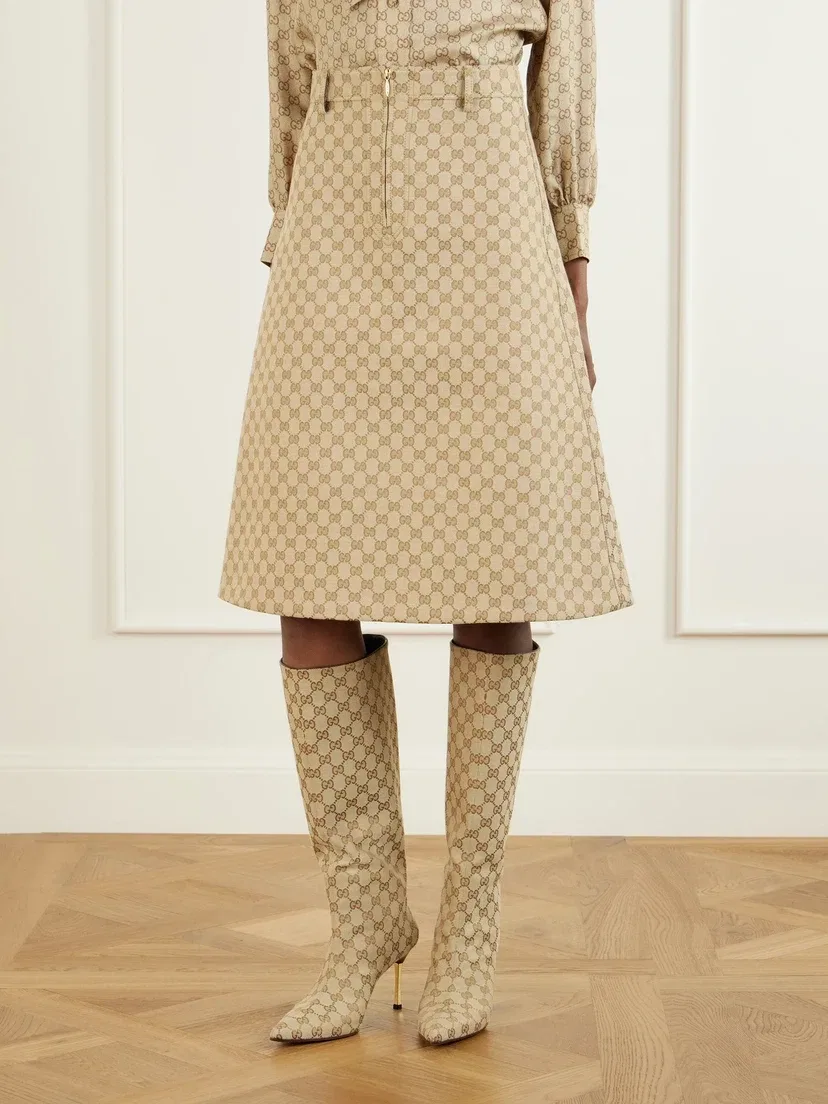 Юбка из жаккардового канваса GUCCI, бежевый — фото 3