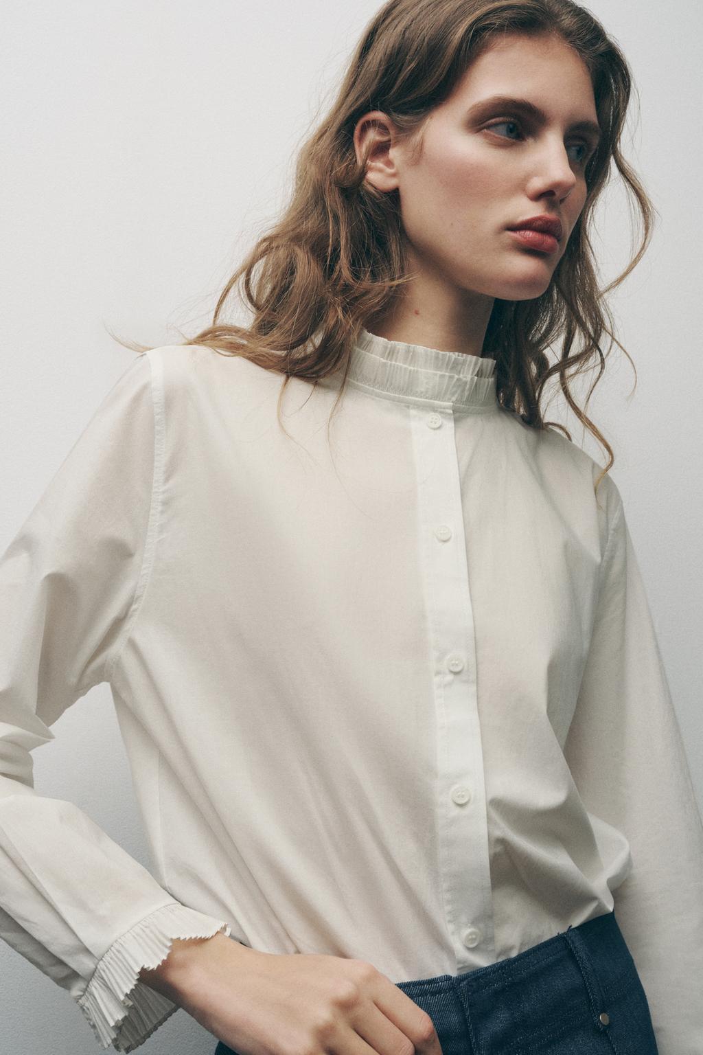 

Рубашка с оборками ZARA, белый