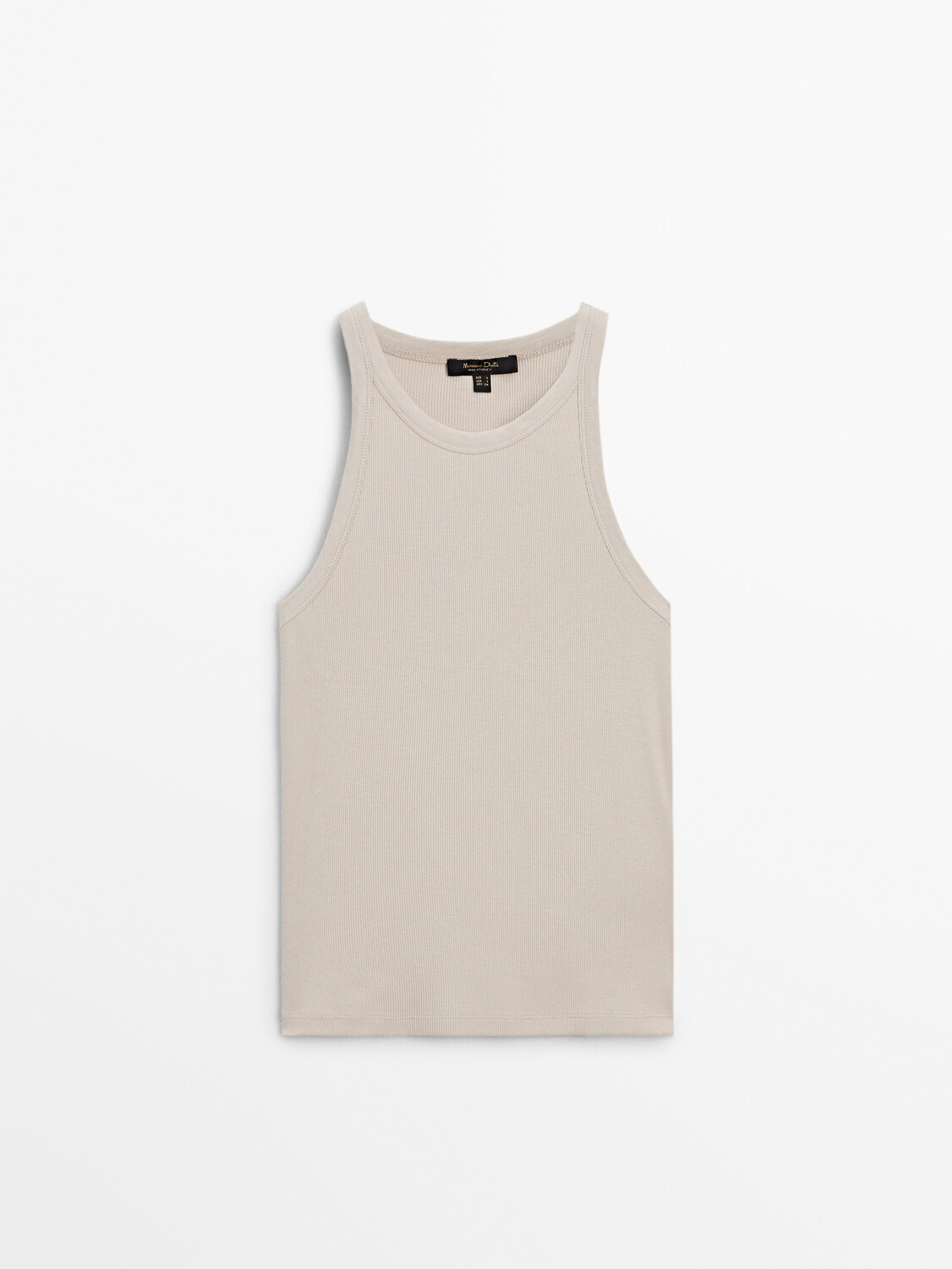 

Хлопковый топ в рубчик с бретельками Massimo Dutti, серый