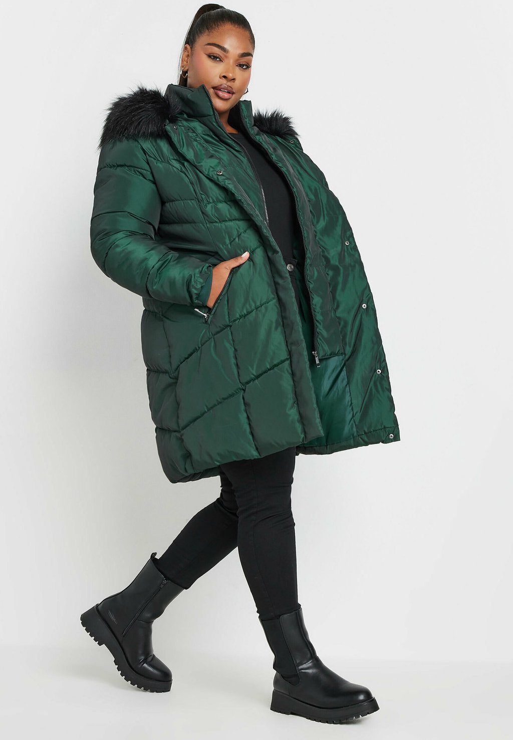 

Зимнее пальто PUFFER Yours Clothing, темно-зеленый