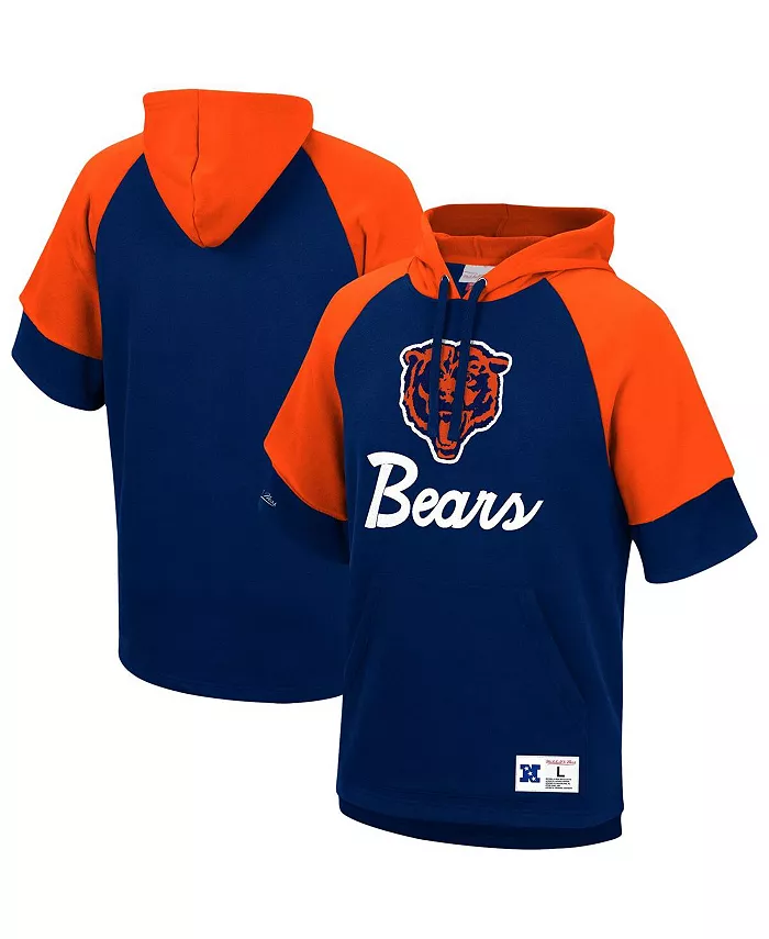 

Мужская синяя толстовка с капюшоном Chicago Bears Home Advantage реглан с короткими рукавами Mitchell & Ness