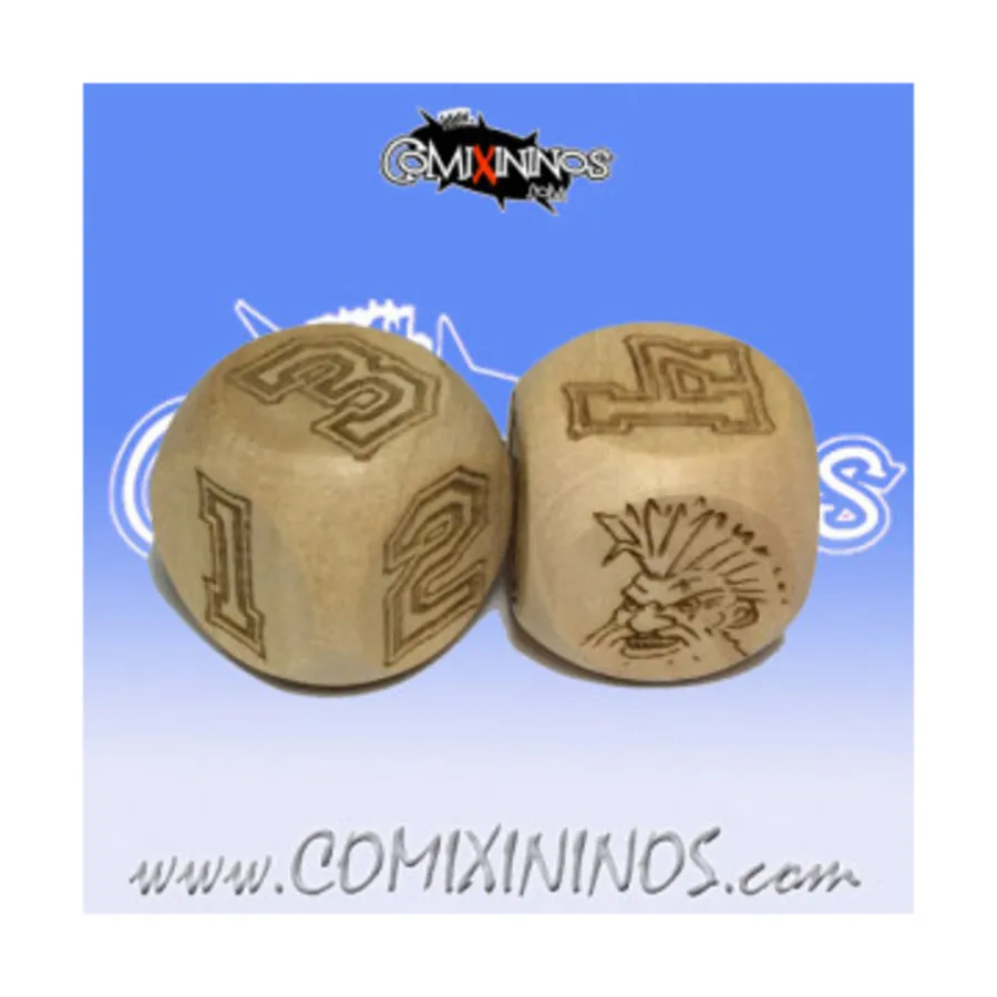 

d6 Кубик с числами гномов (2), Fantasy Football Miniatures - Wooden Dice (16mm)