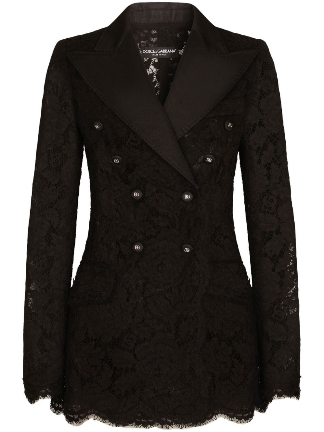 

Dolce & Gabbana двубортный блейзер Turlington с кружевом, черный