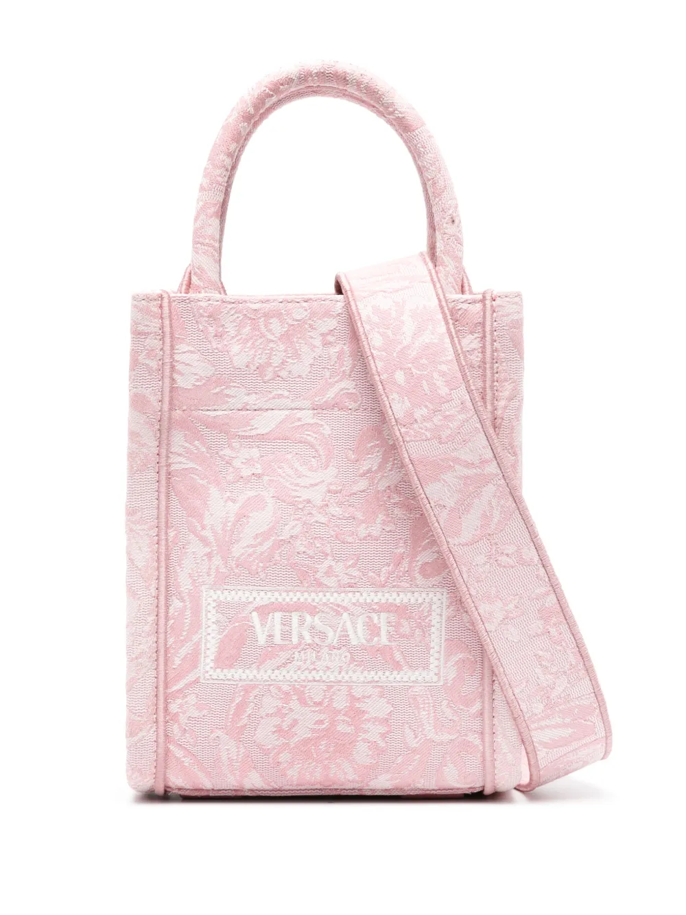 

Жаккардовая сумка-тоут Barocco Athena размера мини VERSACE, розовый