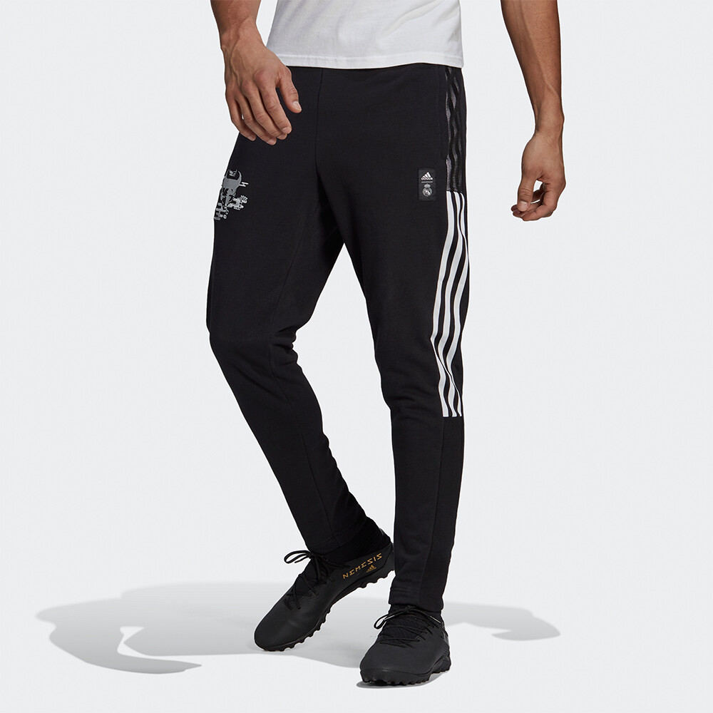 Трикотажные спортивные штаны Real Madrid мужские черные Adidas, черный — фото 4